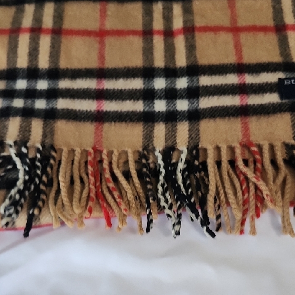 Burberry Tan and Black Plaid Scarf - Picture 3 of 5